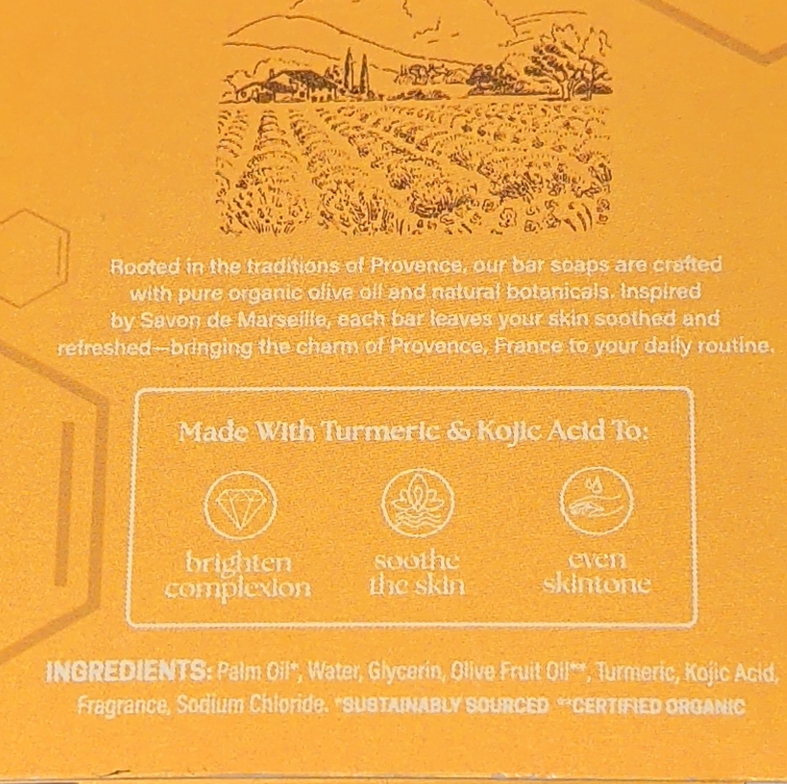 Provence Essentials Turmeric Kojic Acid Brightening Bar Soap Set 4 x 5 oz