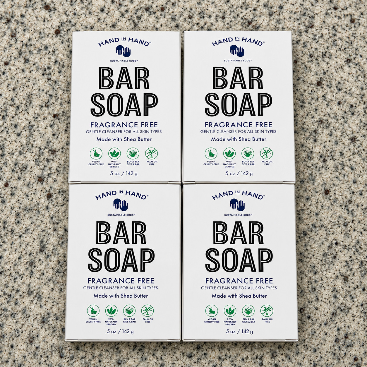 4 Hand In Hand Bar Soaps Fragrance Free Gentle Cleanser All Skin 5 oz each-New