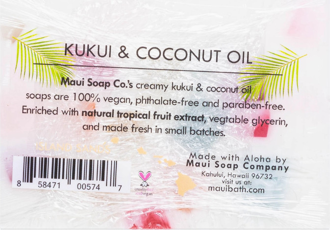 Maui Soap Co Island Sands Bar Soap with Kukui & Coconut Oil 6oz