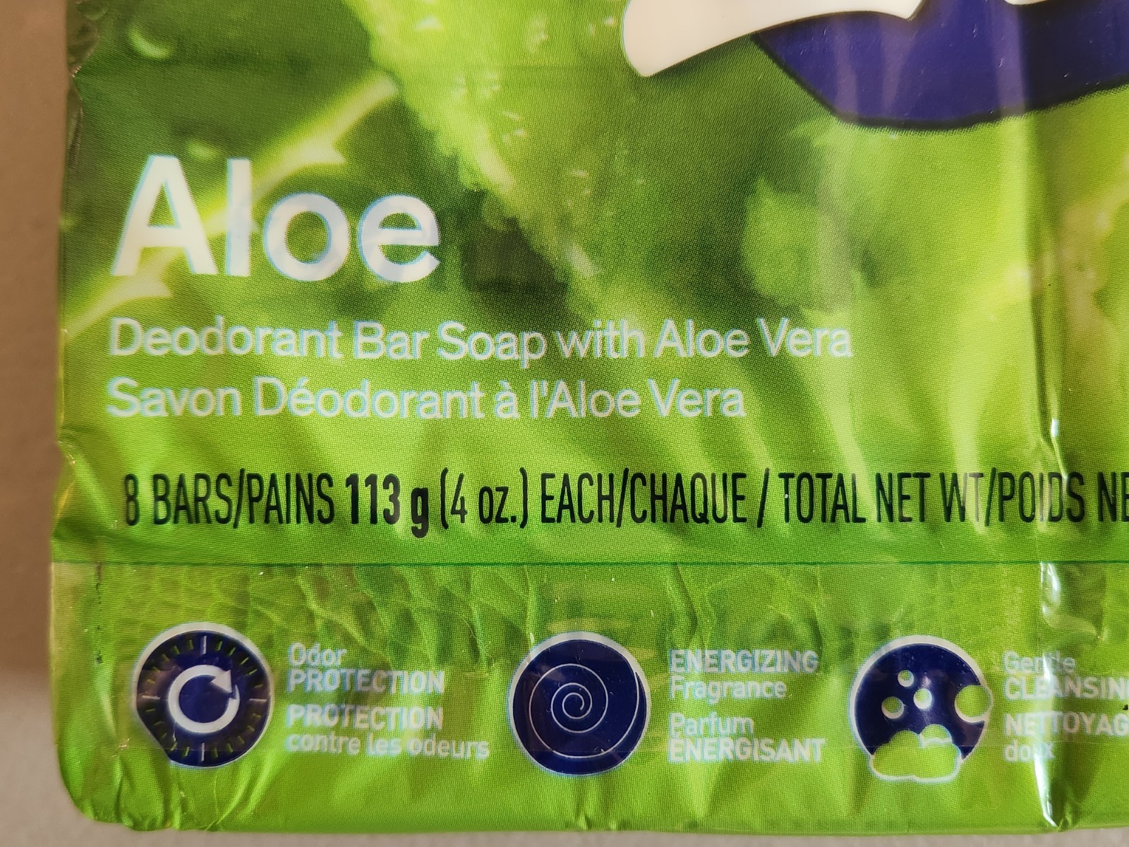 NIP ZEST 8 Bar Aloe Deodorant Soap 4Oz Each 32 Oz Ttl. Odor Protection Hydrating