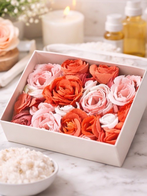 Belle Maison Wild Roses Scented Soap Petals Gift Box 20 Count Floral Decor