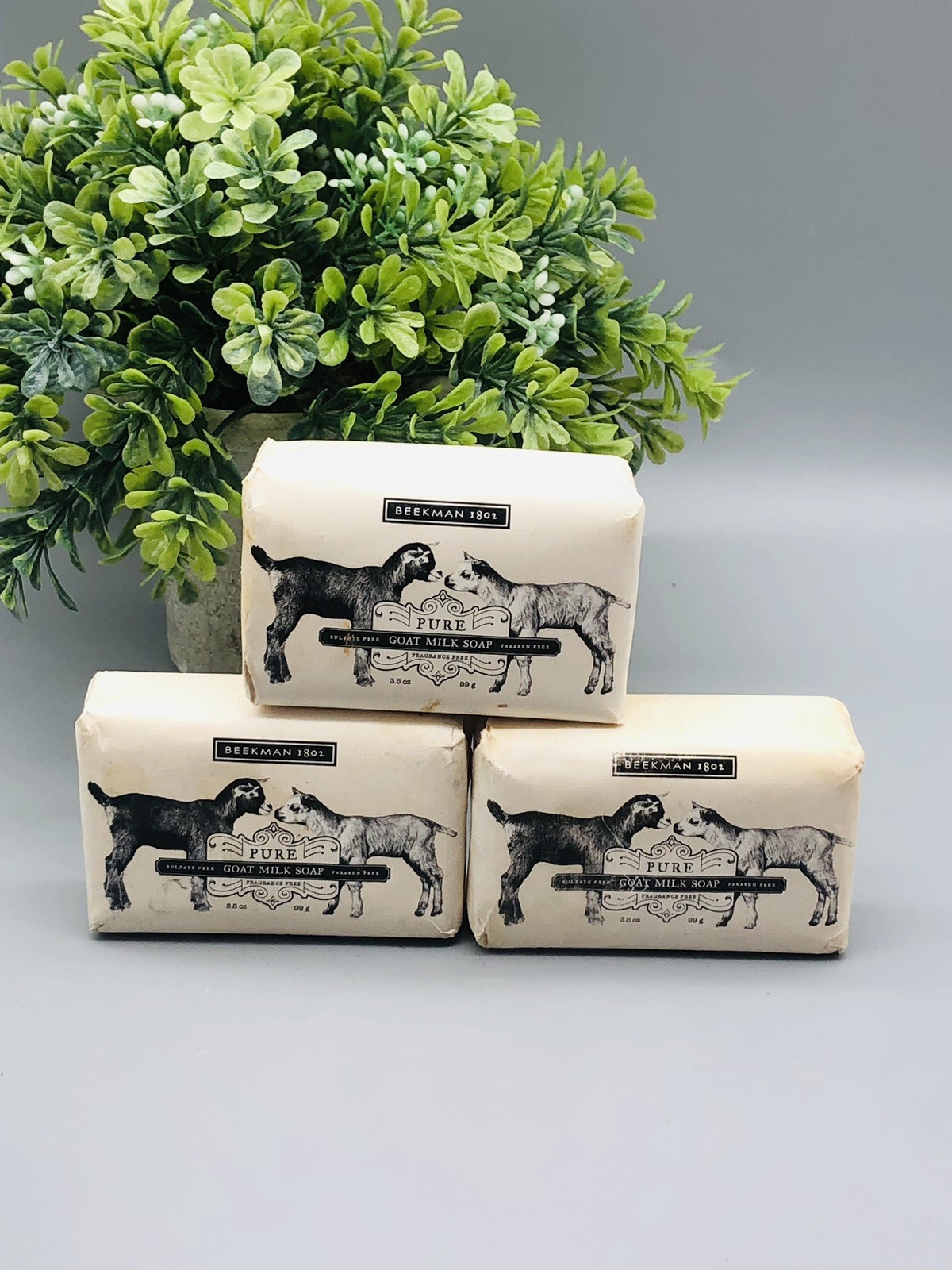 3x Beekman 1802 Goat Milk Soap Pure Fragrance Free 3.5 oz DAMAGE PACKAGING
