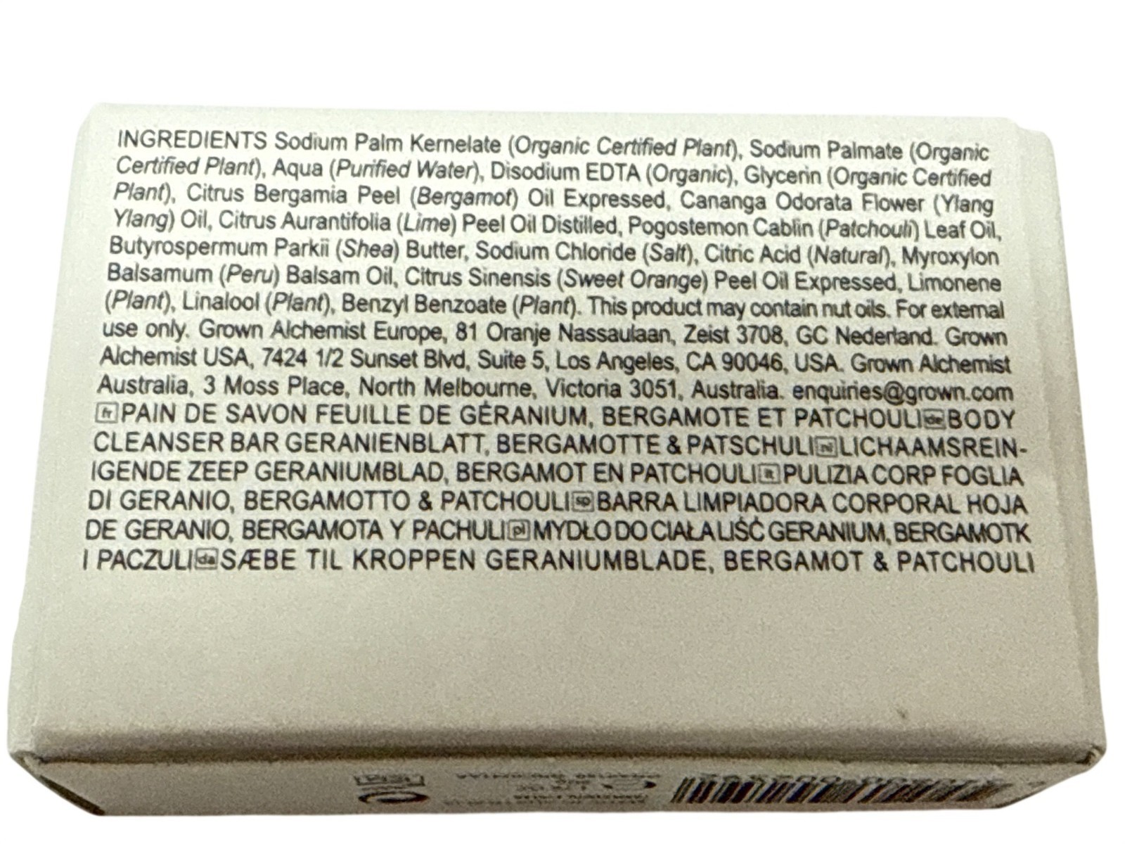 Grown Alchemist Body Cleansing Bar Geranium Leaf Bergamot Patchouli Lot of 2 NEW