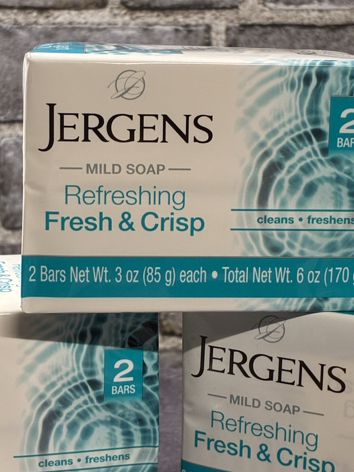 Jergens Fresh & Crisp Mild Soap 5 X 2 Bars =10 Bars Total New Sealed
