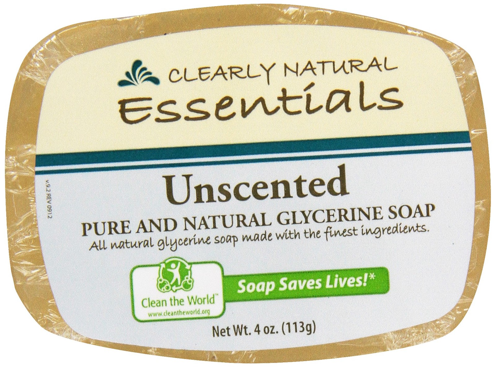 Clearly Natural, Glycerine Soap, Unscented, 4 oz 4 Ounce (Pack of 1)