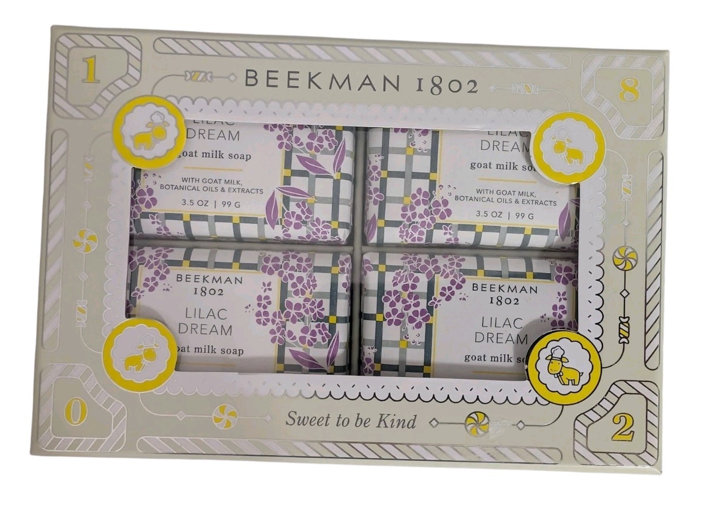 Beekman 1802 4 pc Goat Milk Soap Bar-Lilac Dream- 3.5 oz-NEW In Box