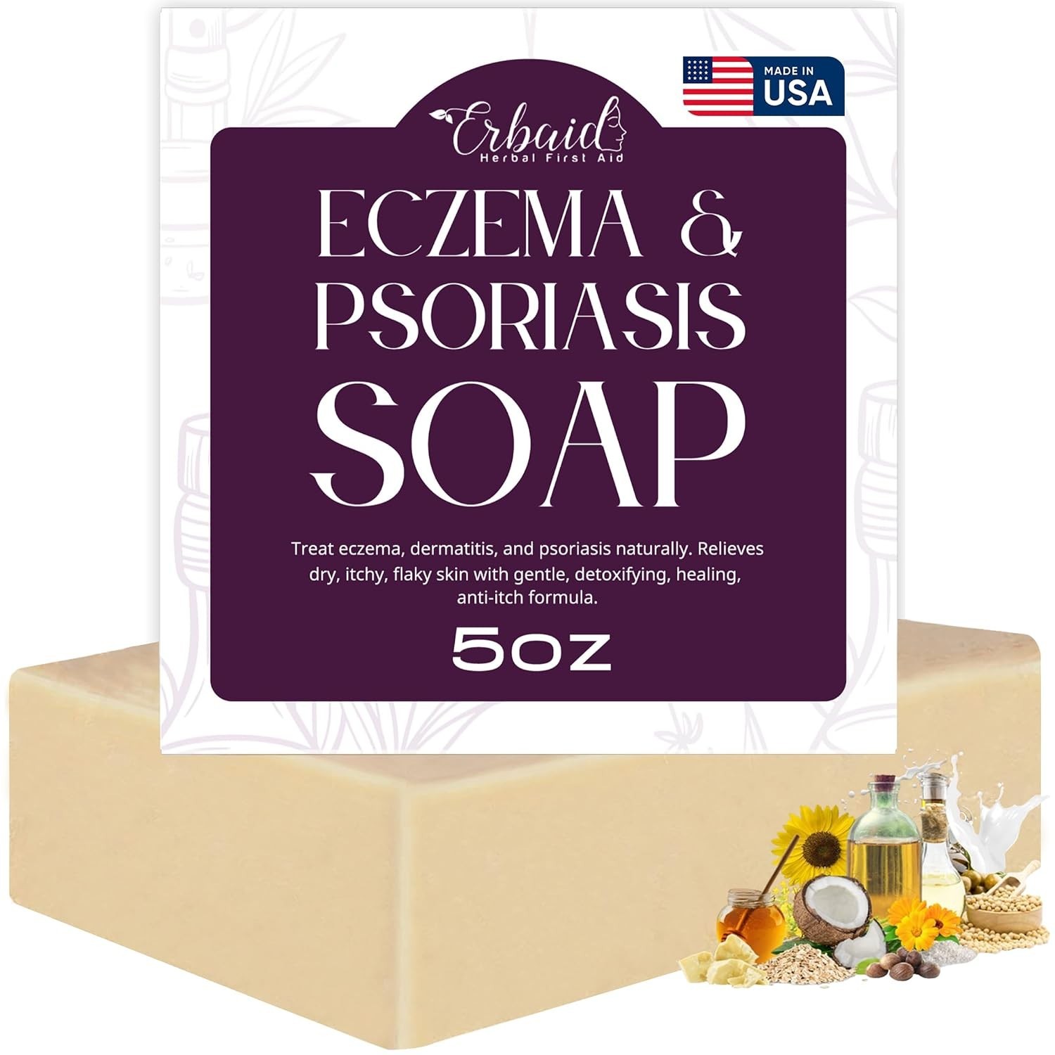 Eczema Soap Bar for Face and Body – All Natural Dermatitis, Psoriasis Treatme…