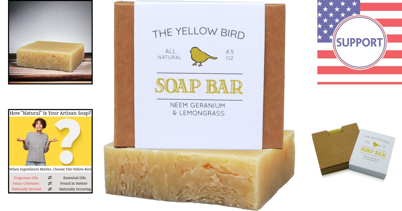 Natural Neem Soap with Geranium & Lemongrass – Ideal for Sensitive Skin (4.5 oz)
