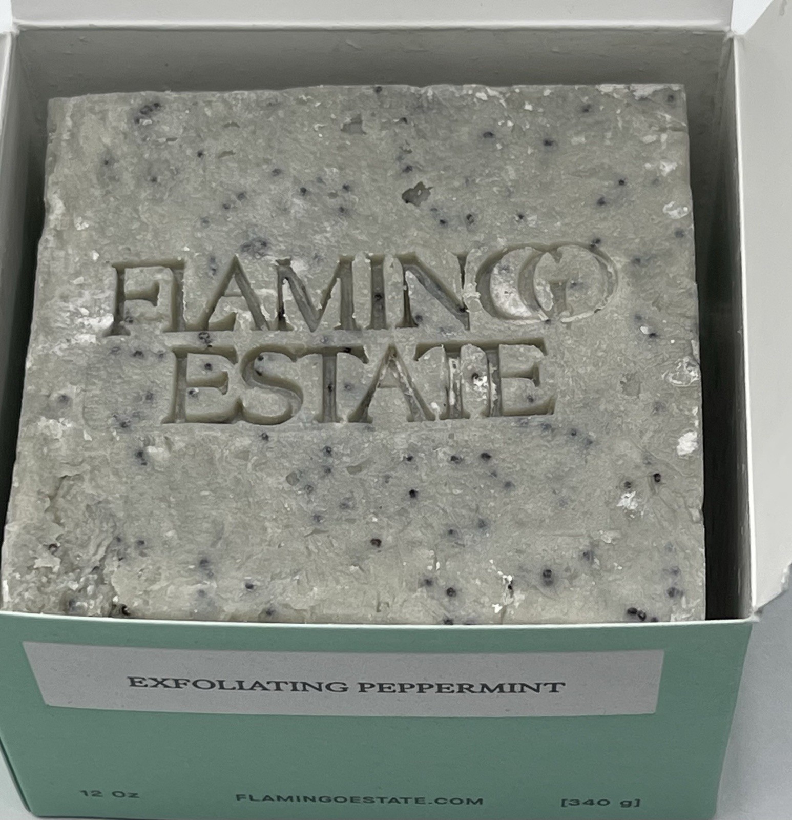 Flamingo Estate Exfoliating Peppermint Soap Brick 12oz Handmade LA