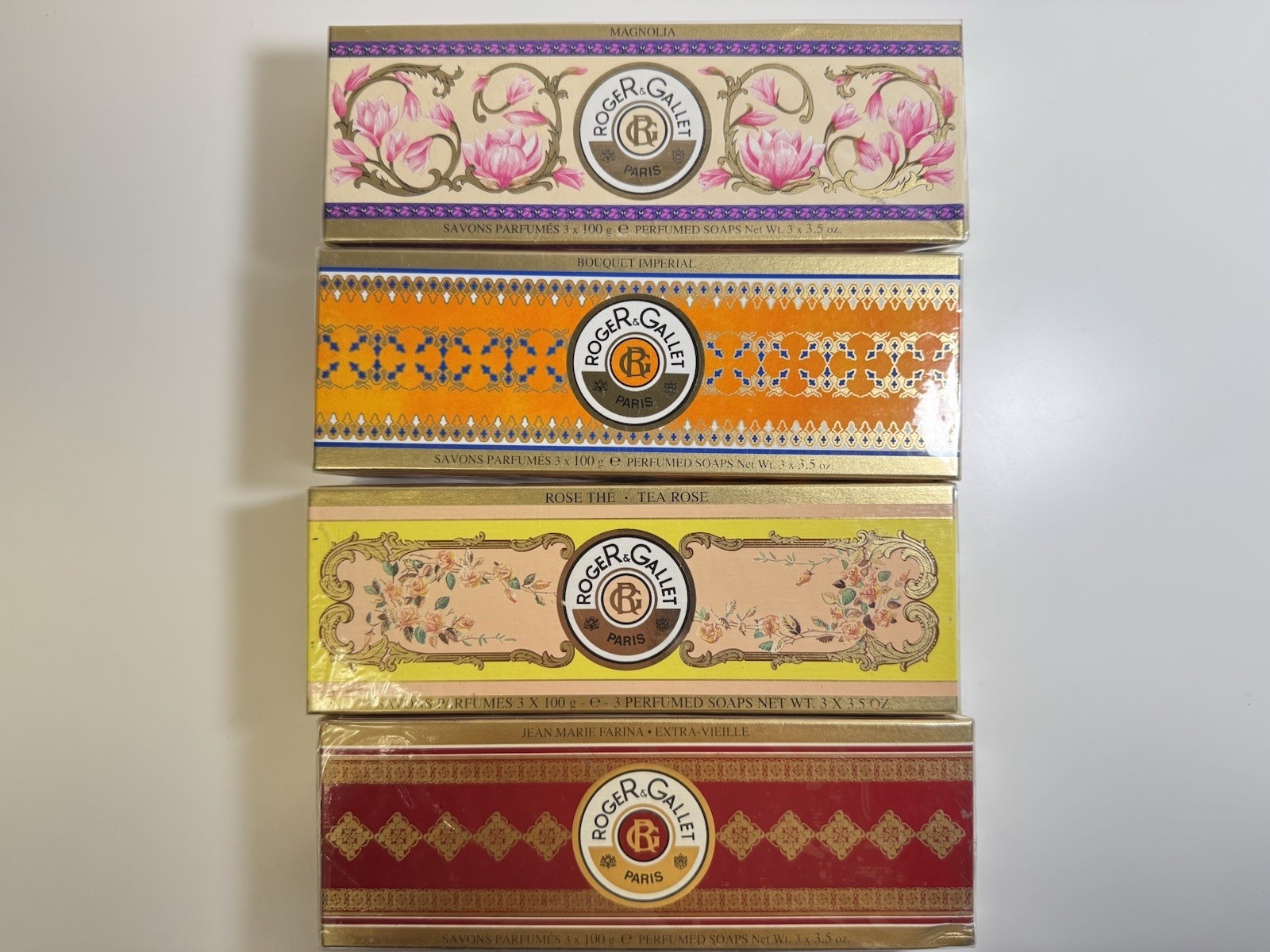 roger & gallet paris perfumed soaps 3 x 100 g/ 3.5 oz. made in france 4 x 3