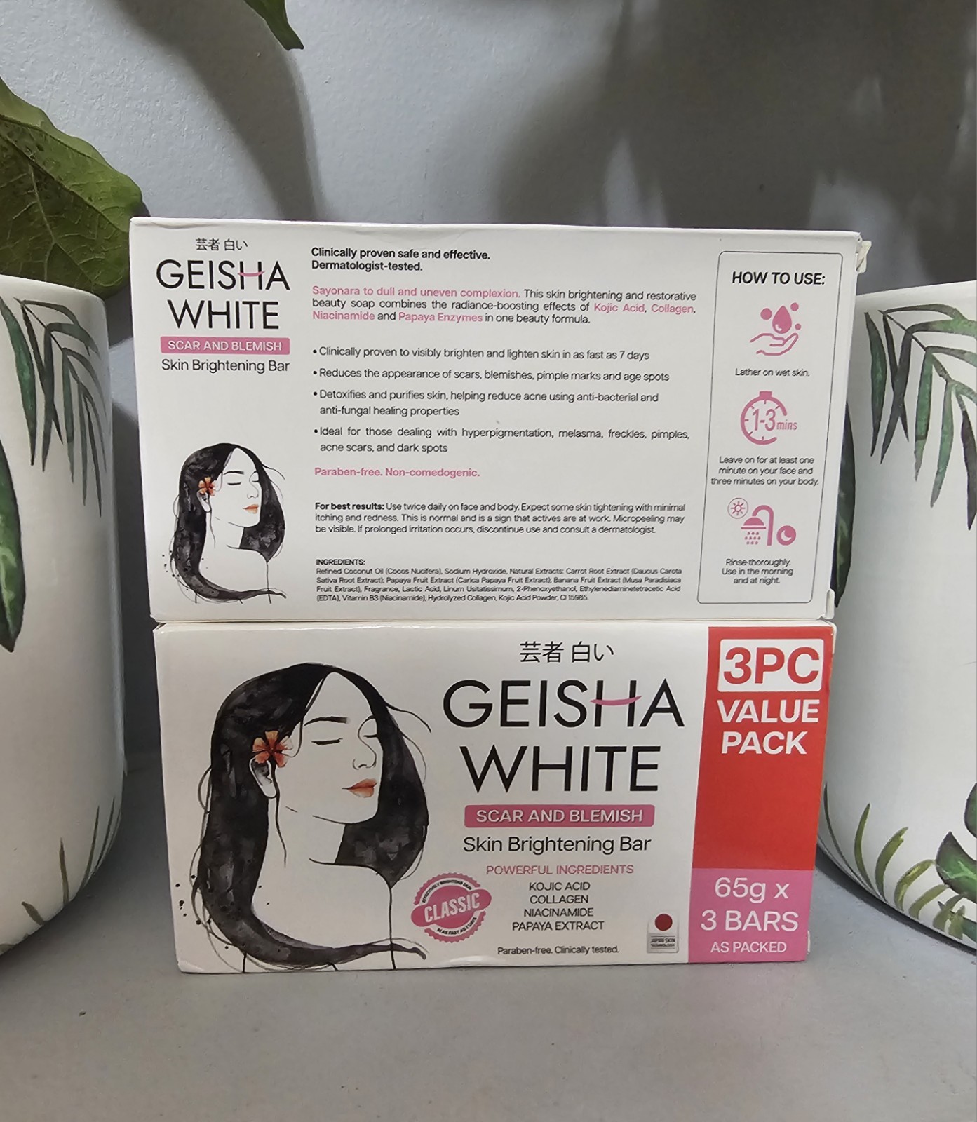 1 Box Geisha White CLASSIC skin Brightening Bar Soap SCAR & BLEMISHES💯👍👌