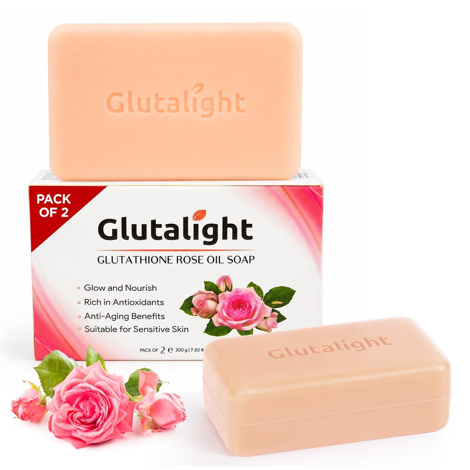 Glutalight Glutathione Rose Oil Soap 2-Pack | Fades Dark Spots & Anti-Aging