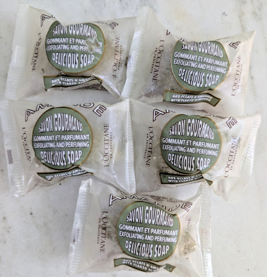 L’OCCITANE Savon Gourmand Exfoliating Flaked Almonds Body Bar Soap 1.7 oz Lot of