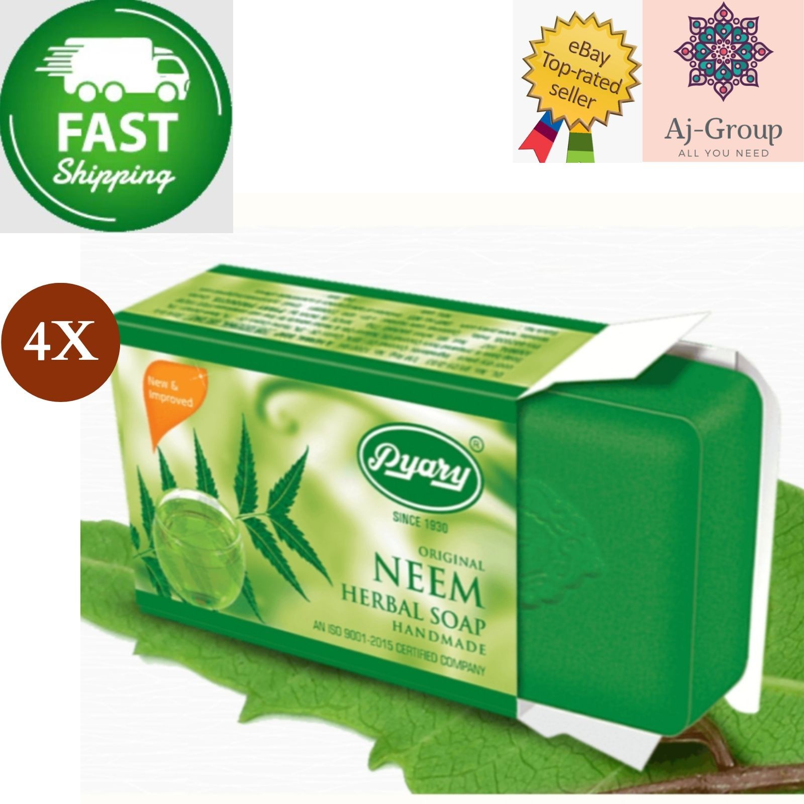 4 X Indian Pyary Neem Original Herbal Soap – 75g Hand Made ⭐FAST SHIPPING⭐