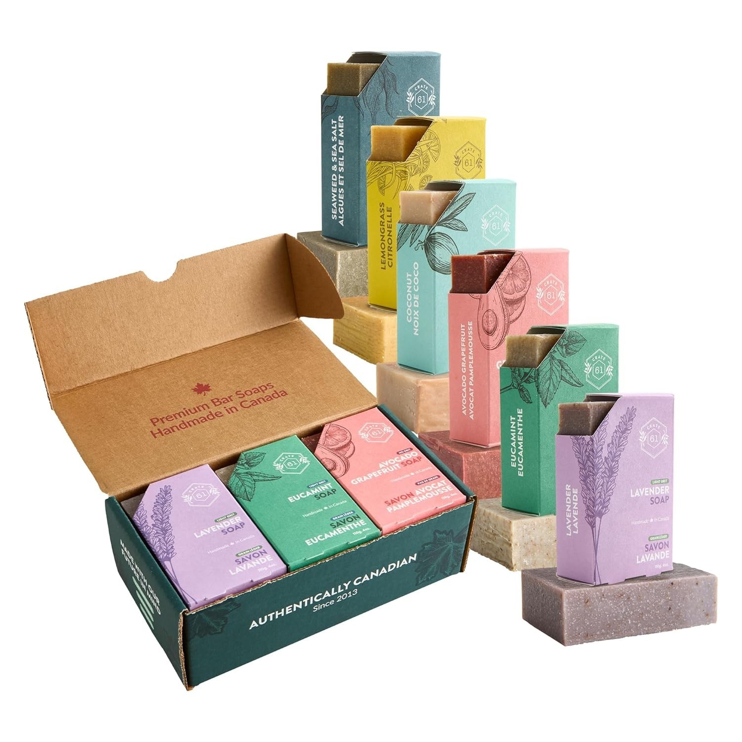 Plant Based Cold Process Natural Bar Soap Pack of 6 Moisturizing for Dry Skin