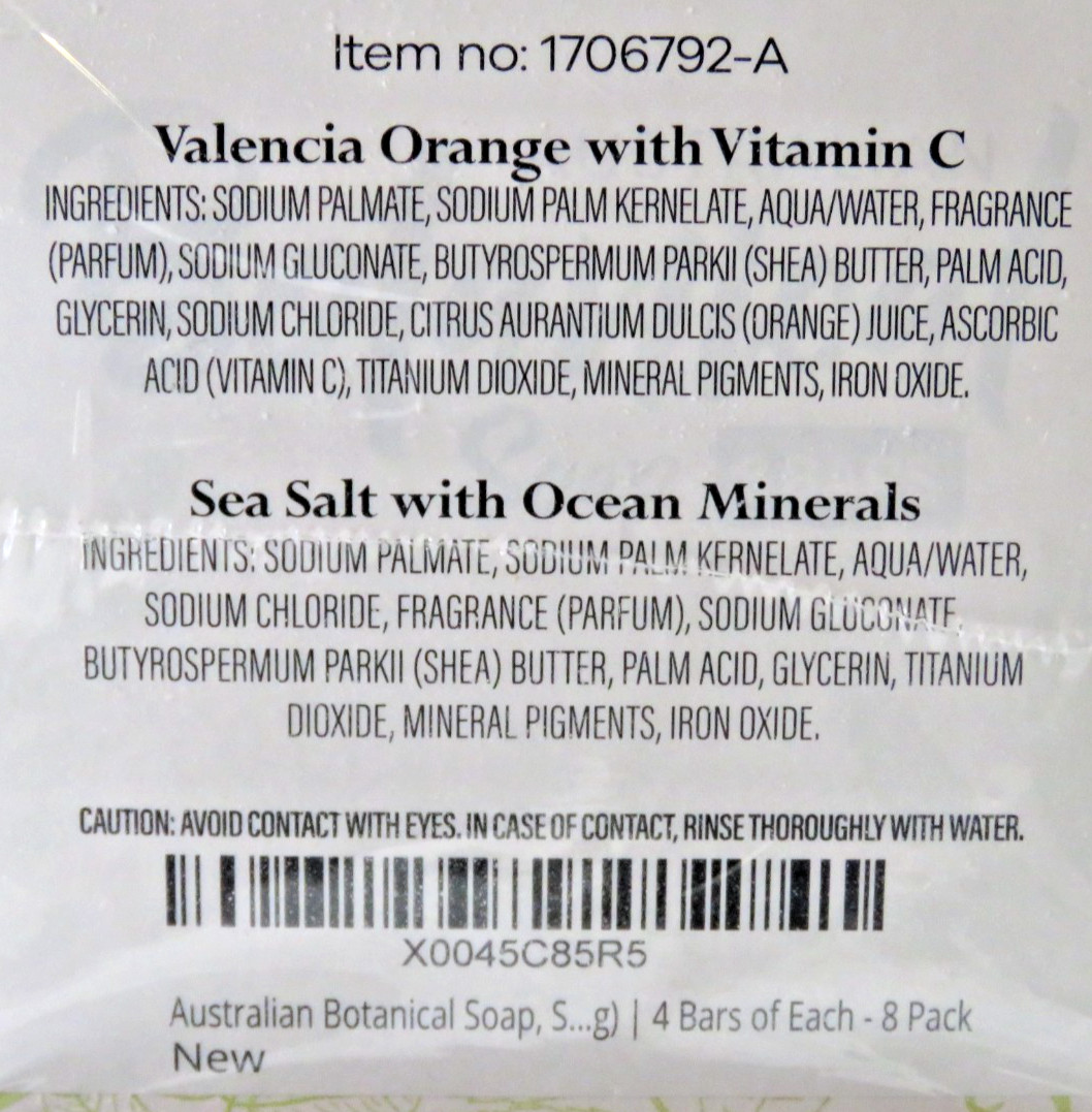 Australian Botanical Soap 8 Bars Valencia Orange/Sea Salt New Factory Sealed