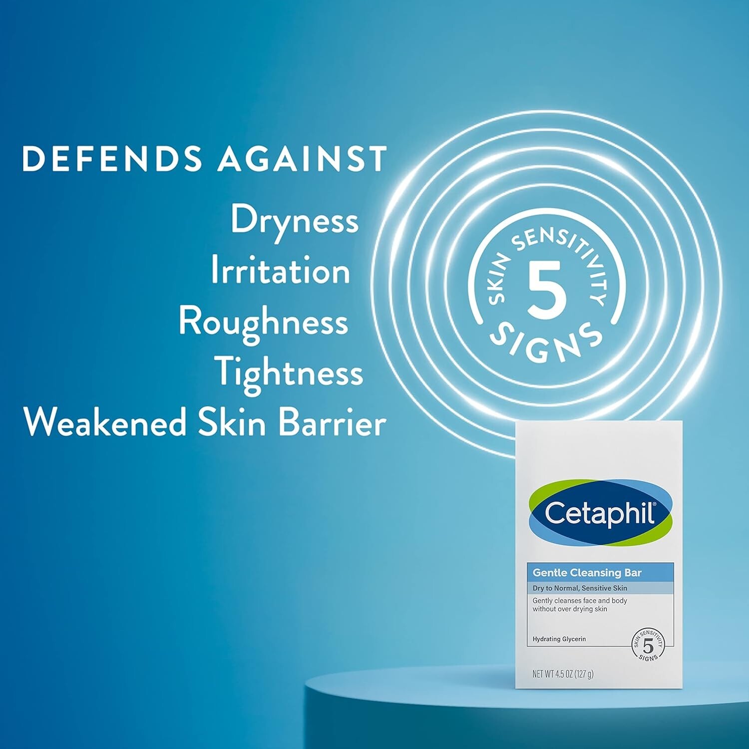 CETAPHIL Gentle Cleansing Bar Soap Nourishing Dry Sensitive Skin 4.5oz, 6-Pack