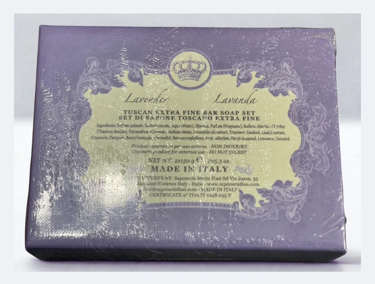 Sapone Toscano Extra Fine Soap Bars lavender special collection 2x 5.3 OZ Sealed