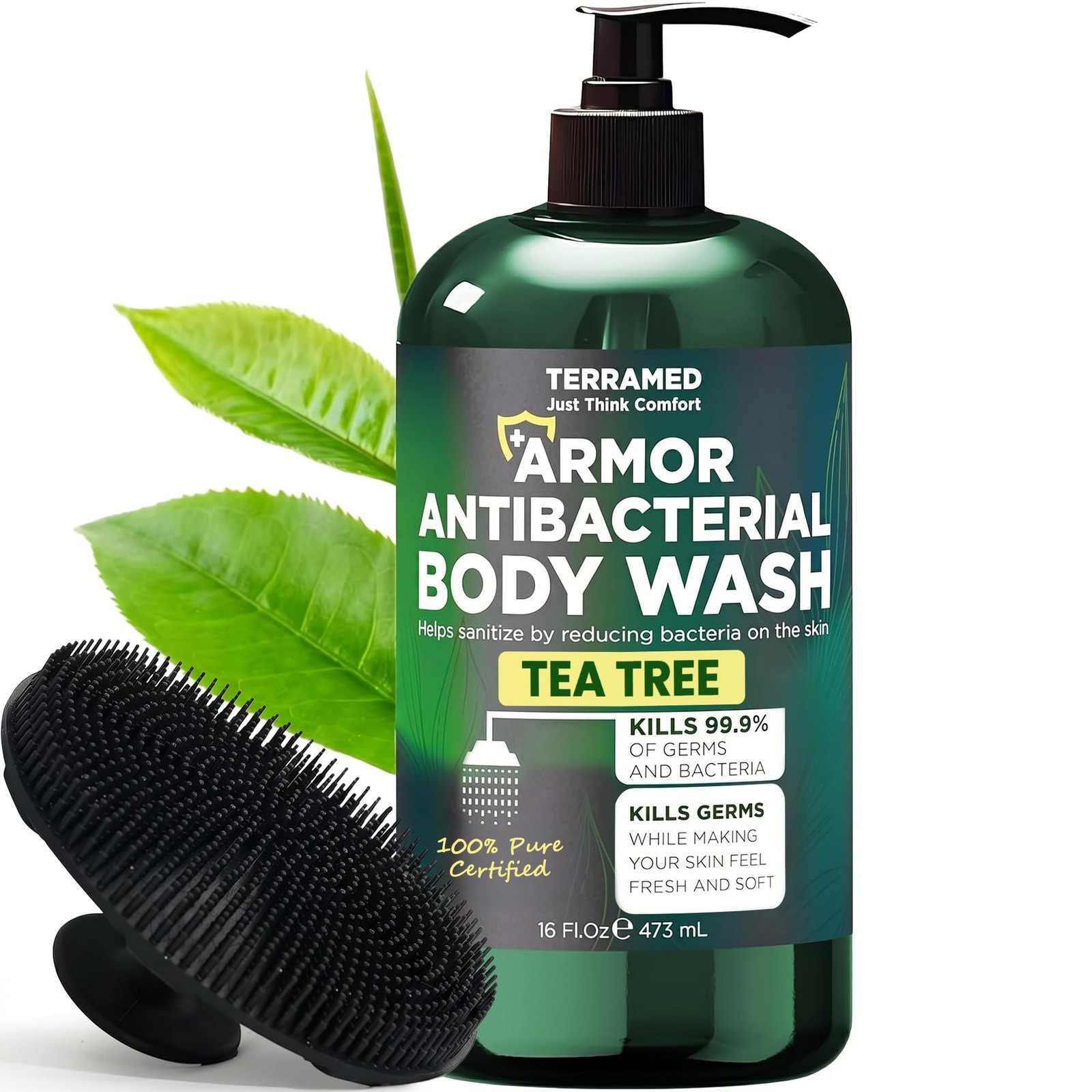 Antibacterial Body Wash with Tea Tree Oil | 16 Fl Oz (Pack of 1), White