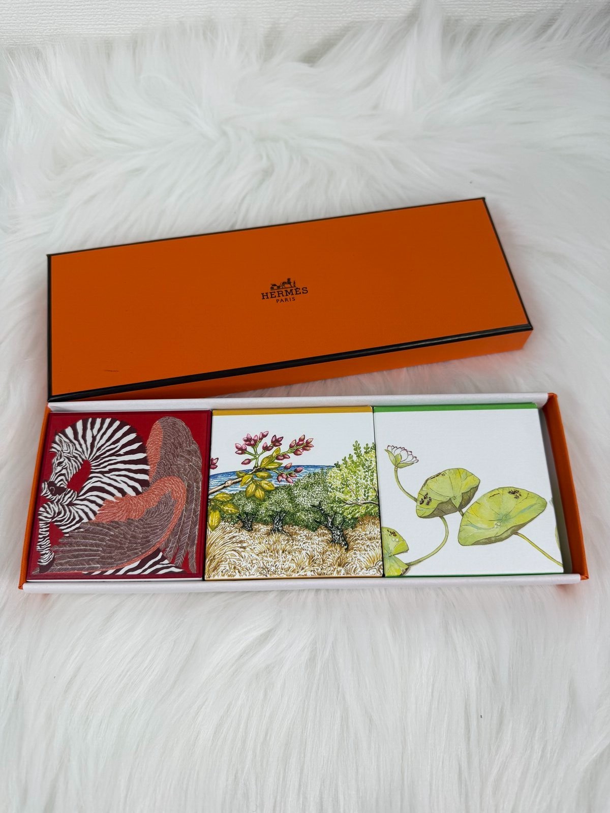 Hermes Perfumed Soap Gift Set 3 x 100g Un Jardin Rhubarbe Savon Authen