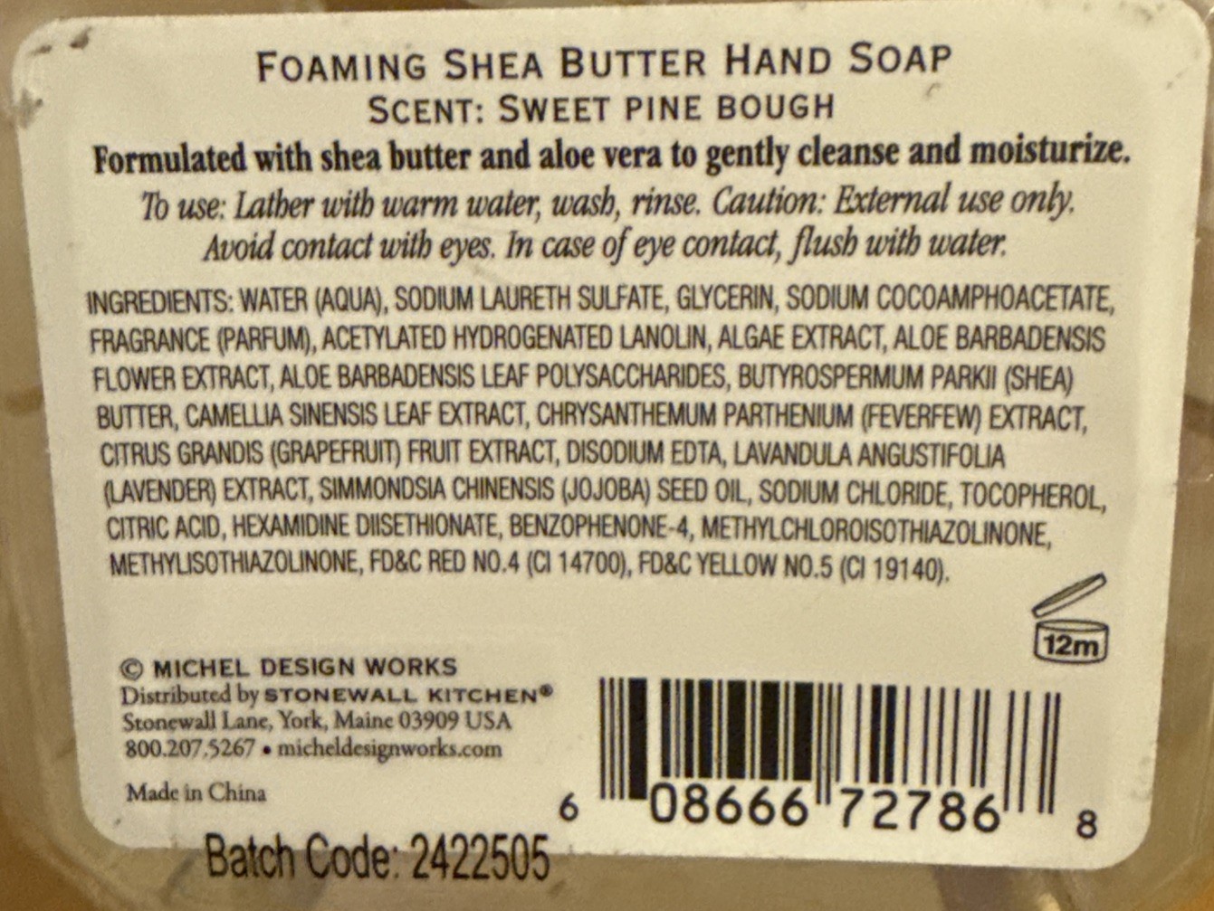 SHEA BUTTER FOAMING HAND SOAP Santa’s Eve Michel Design Works 17.8 Oz