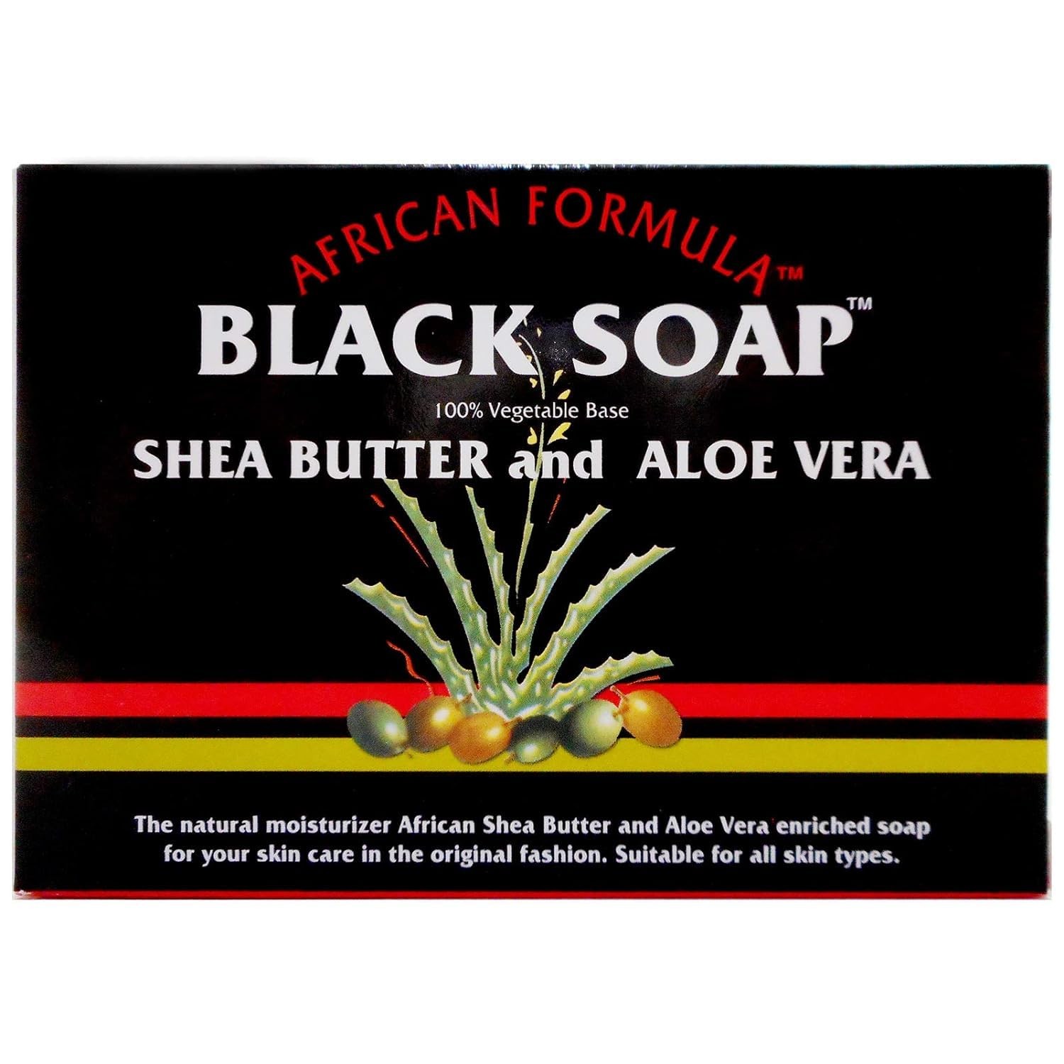 African Black Soap with Shea Butter and Aloe Vera Pack of 12 3.5 Ounce Bars