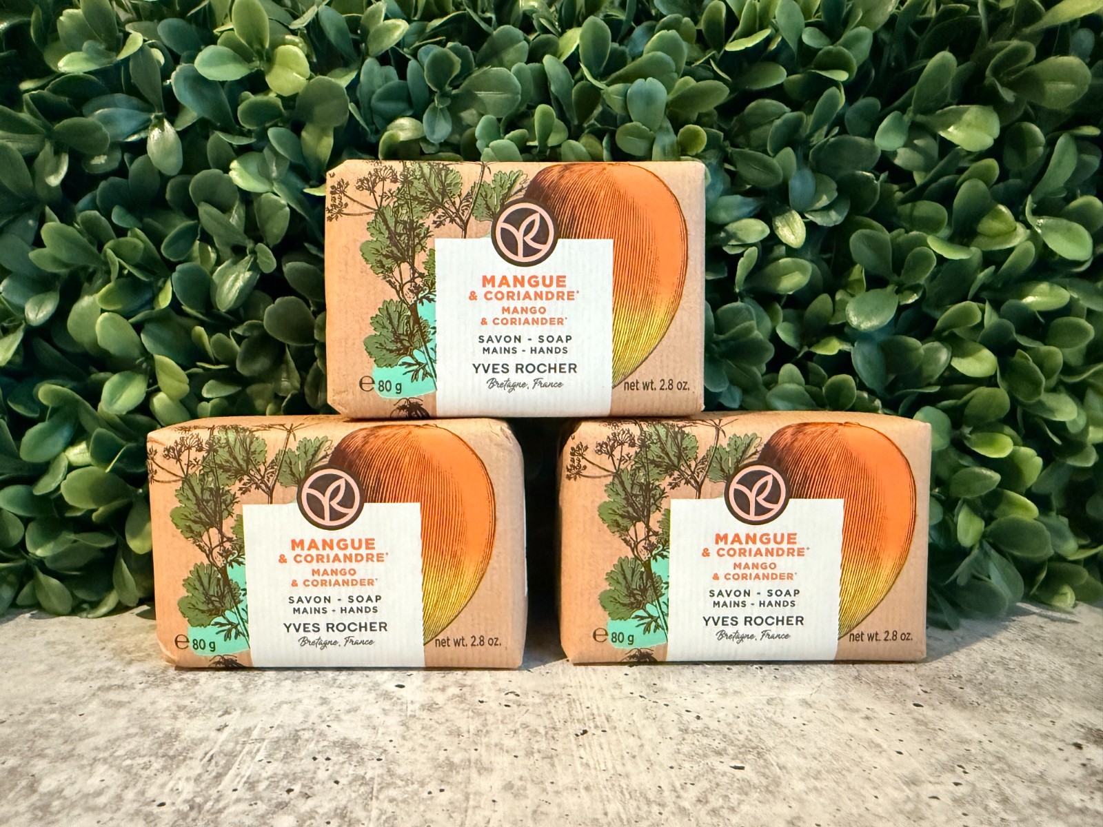 Yves Rocher Lot of 3 Mango and Coriander Bar Hand Soap