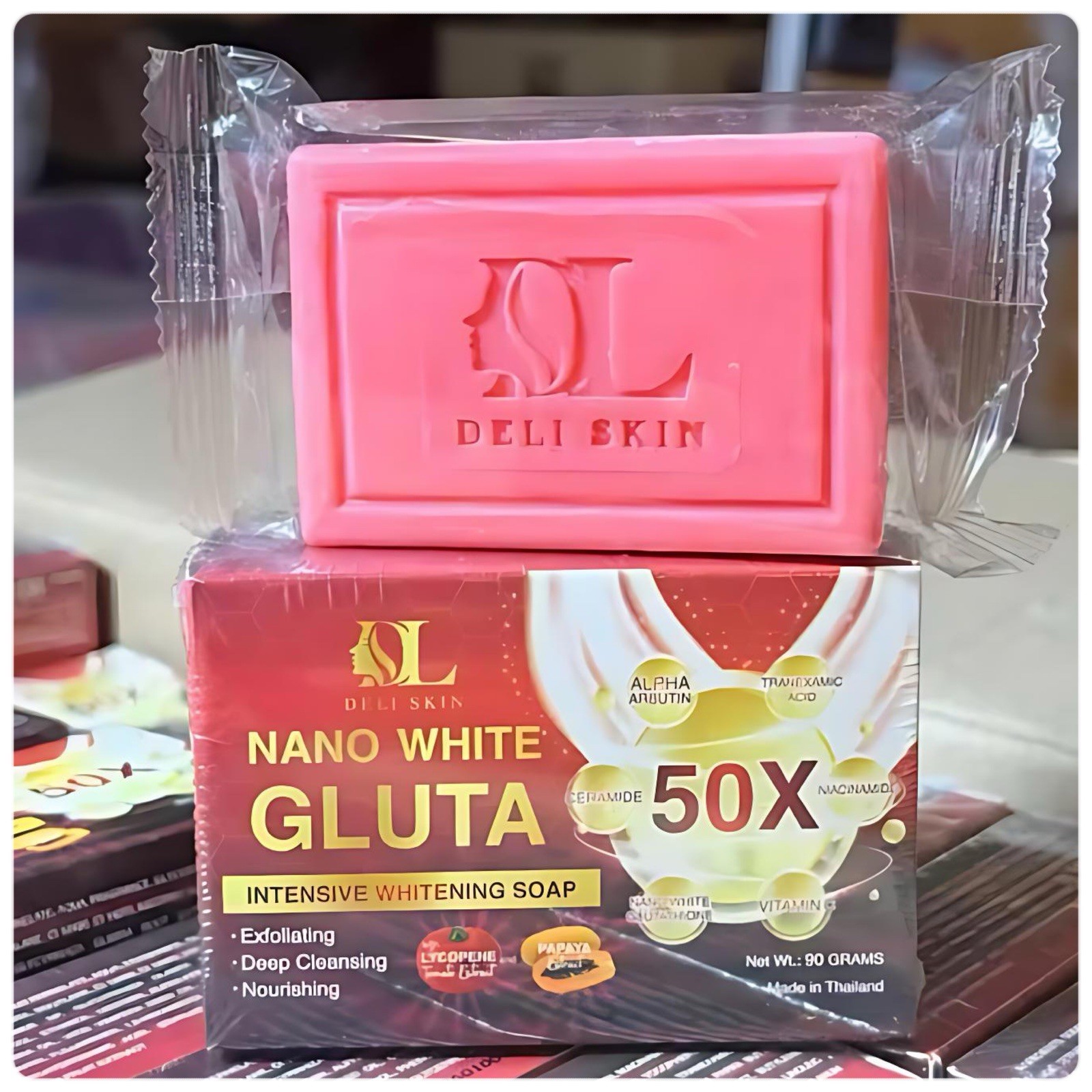 Deli Skin Nano White Gluta Whitening Soap 50x + 20X Glutathione Whitening Lotion
