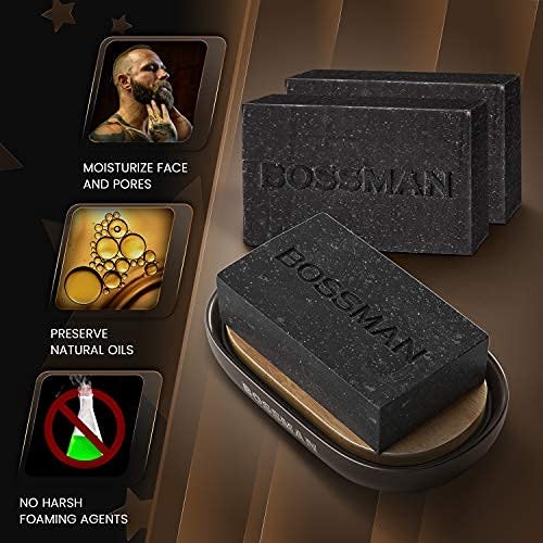 Bossman 6-Pack Bar Soap – All Natural Beard Wash Shampoo & Body Wash