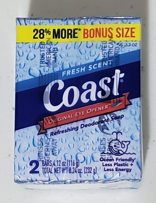 Pack of 2 Coast Deodorant Soap Bar Fresh Scent 4.12 oz Each Eye Opener