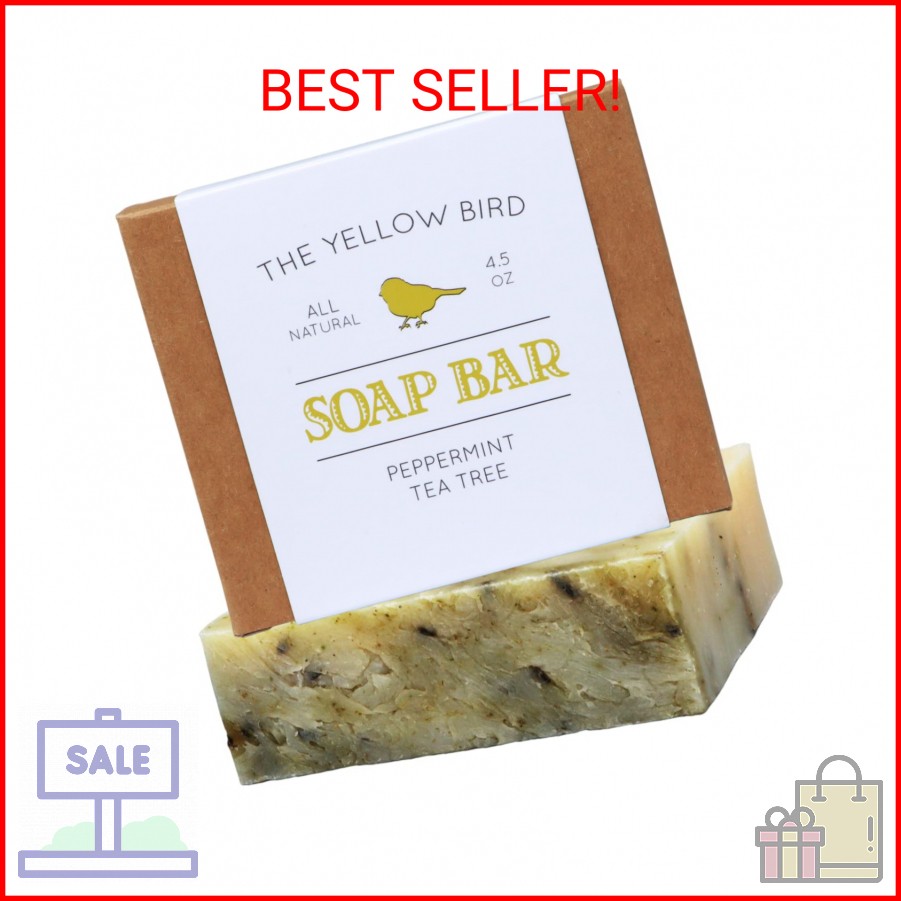 The Yellow Bird Peppermint Tea Tree Soap Bar. Made In USA with All Natural & Org