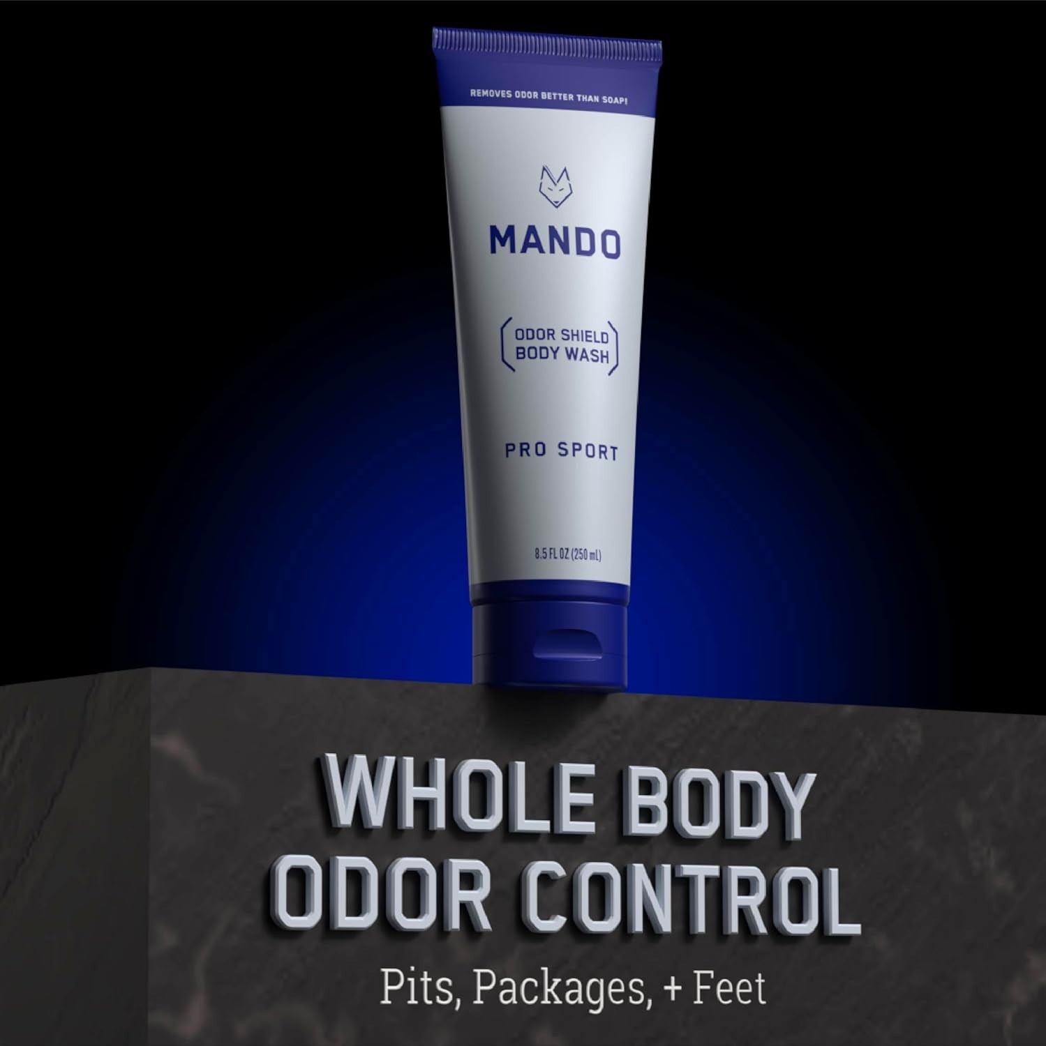 Mando Body Wash Pro Sport 8.5 oz 24 Hour Odor Shield Skin Safe SLS Free Formula