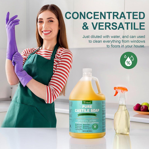 Yoken Pure Castile Liquid Soap 128 Oz Unscented Body 128 Fl (Pack of 1)