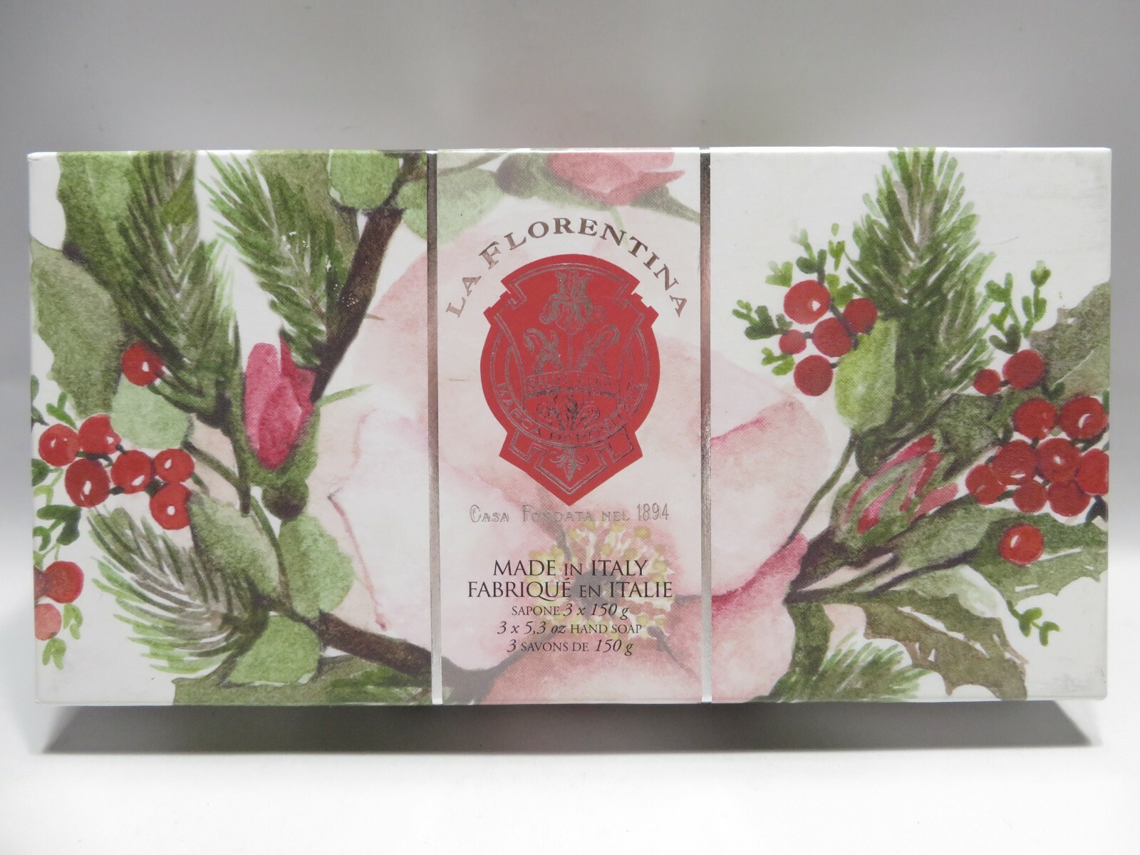 La Florentina Rose Luxury Hand Soap 5.3 oz x3 Bars Casa Fondata Florence Italy