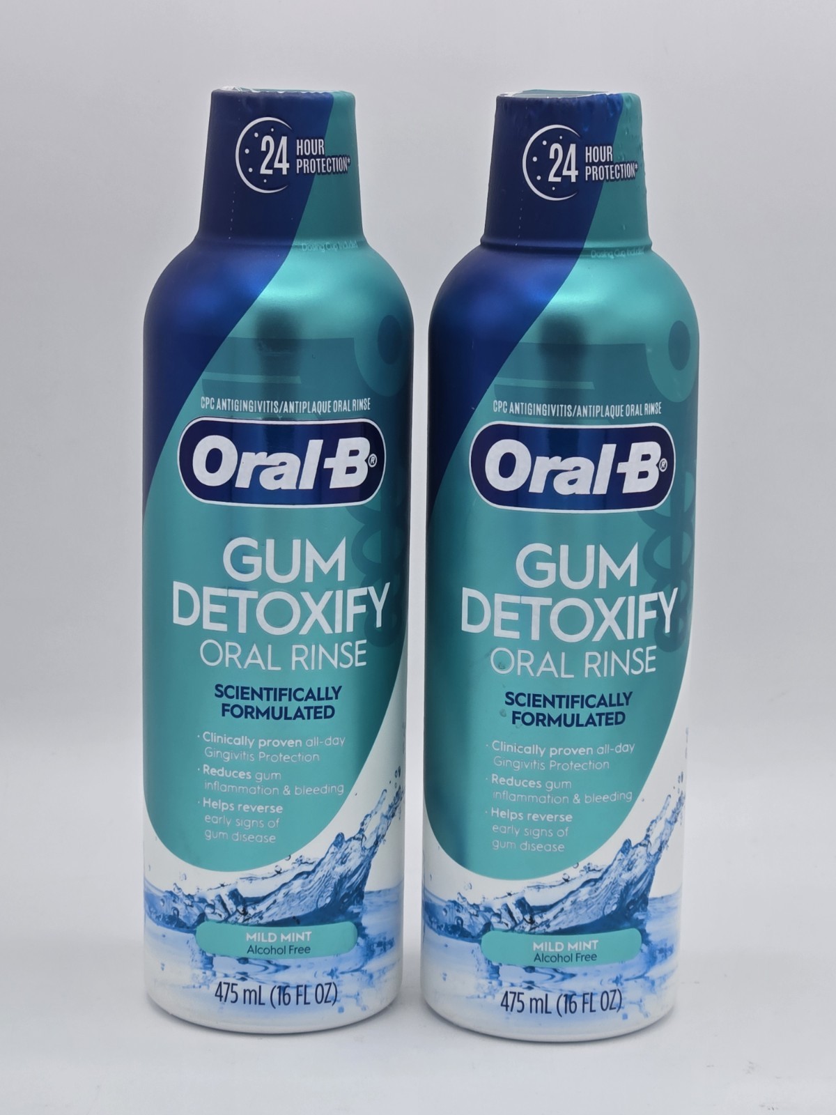 Oral-B Gum Detoxify Oral Rinse – Mild Mint – 2 Pack- 16 Fl Oz Each- Expires 7/27