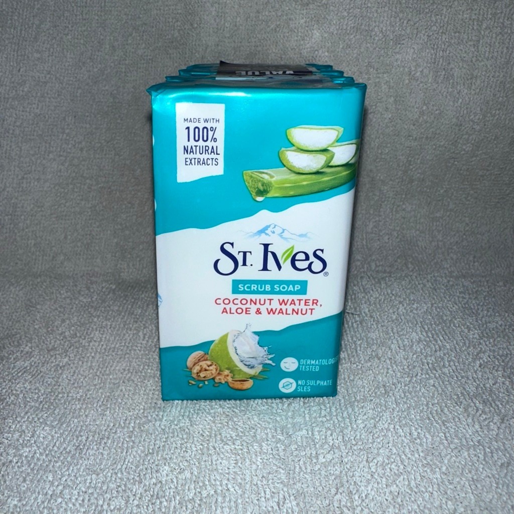 New St Ives Coconut Water Aloe & Walnut Scrub Soap Value Pack 3.5oz Bars – 4Pk