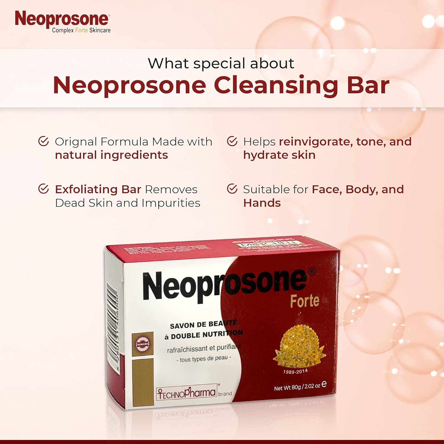 Neoprosone, Skin Brightening Soap | 2.82 oz / 80 g | Exfoliating Soap, All Skin
