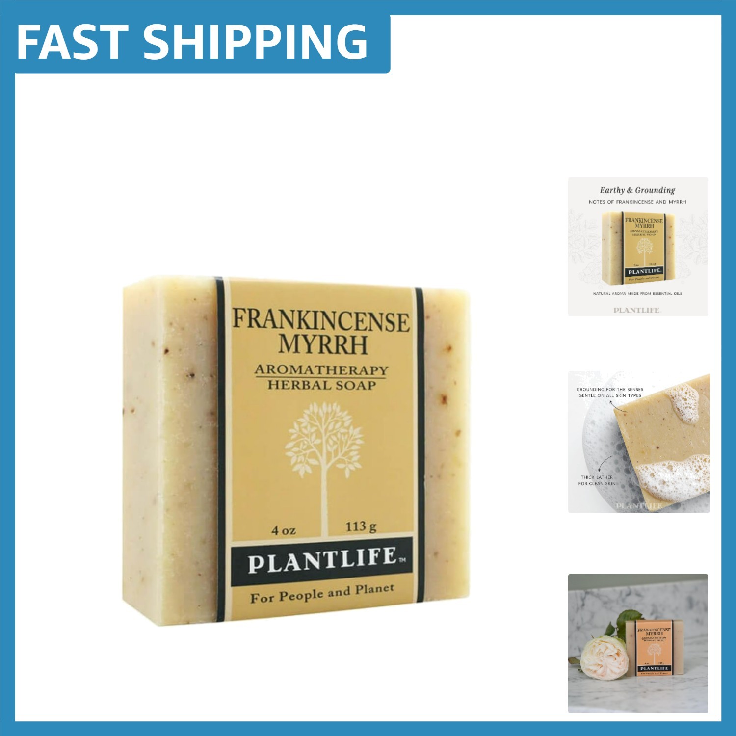 Organic Frankincense Myrrh Bar Soap – Cruelty-Free Moisturizing Cleanser 4oz