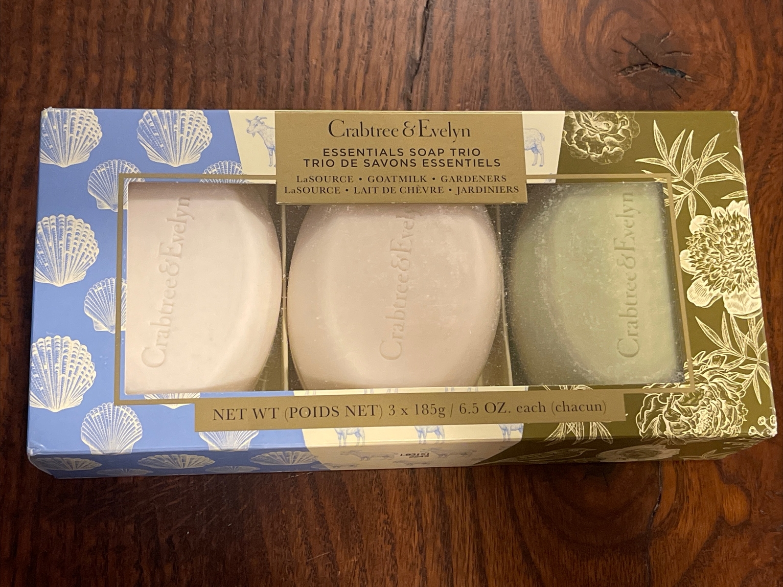 Crabtree & Evelyn Gardener LaSource Goatmilk Essentials Bar Soap Trio Gift Box