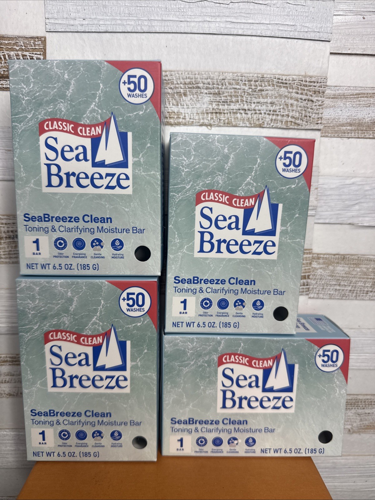 Sea Breeze Classic Clean, Toning Clarifying Moisure Bar, 6.5oz, Lot of 4