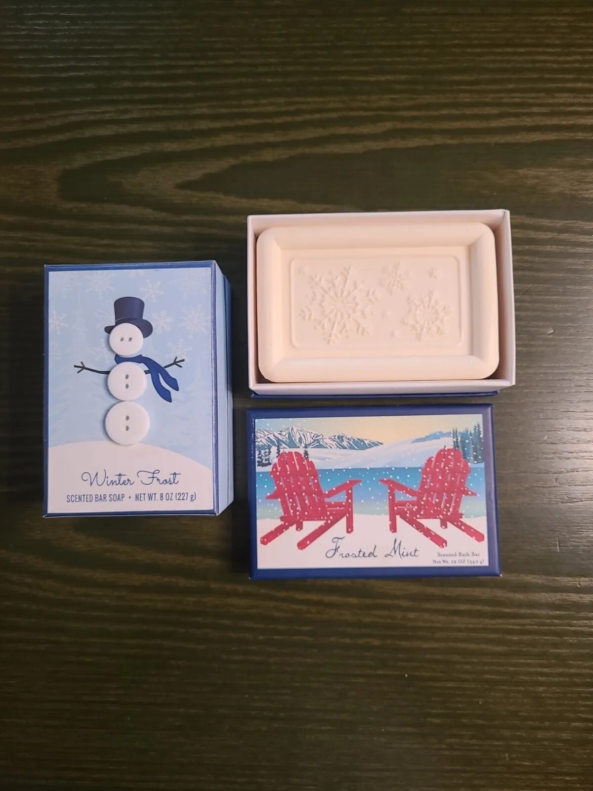 New Lot Frosted Mint 12oz + Winter Frost 8oz Scented Holiday Bar Soap