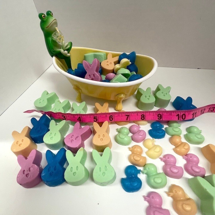 Whimsical Drinking Frog Soap Dish Planter with 45 Handcrafted Duck & Bunny Soaps