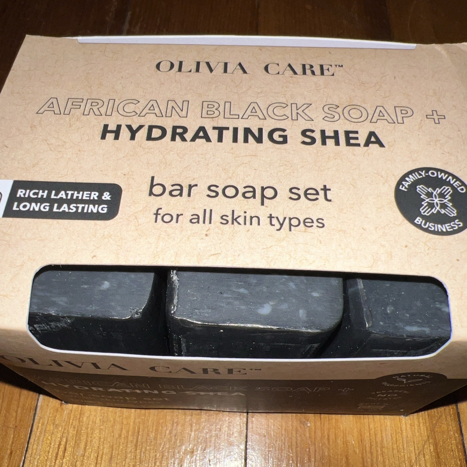 NIB Olivia Care AFRICAN BLACK BAR SOAP Hydrating SHEA 3pc Set 5oz each