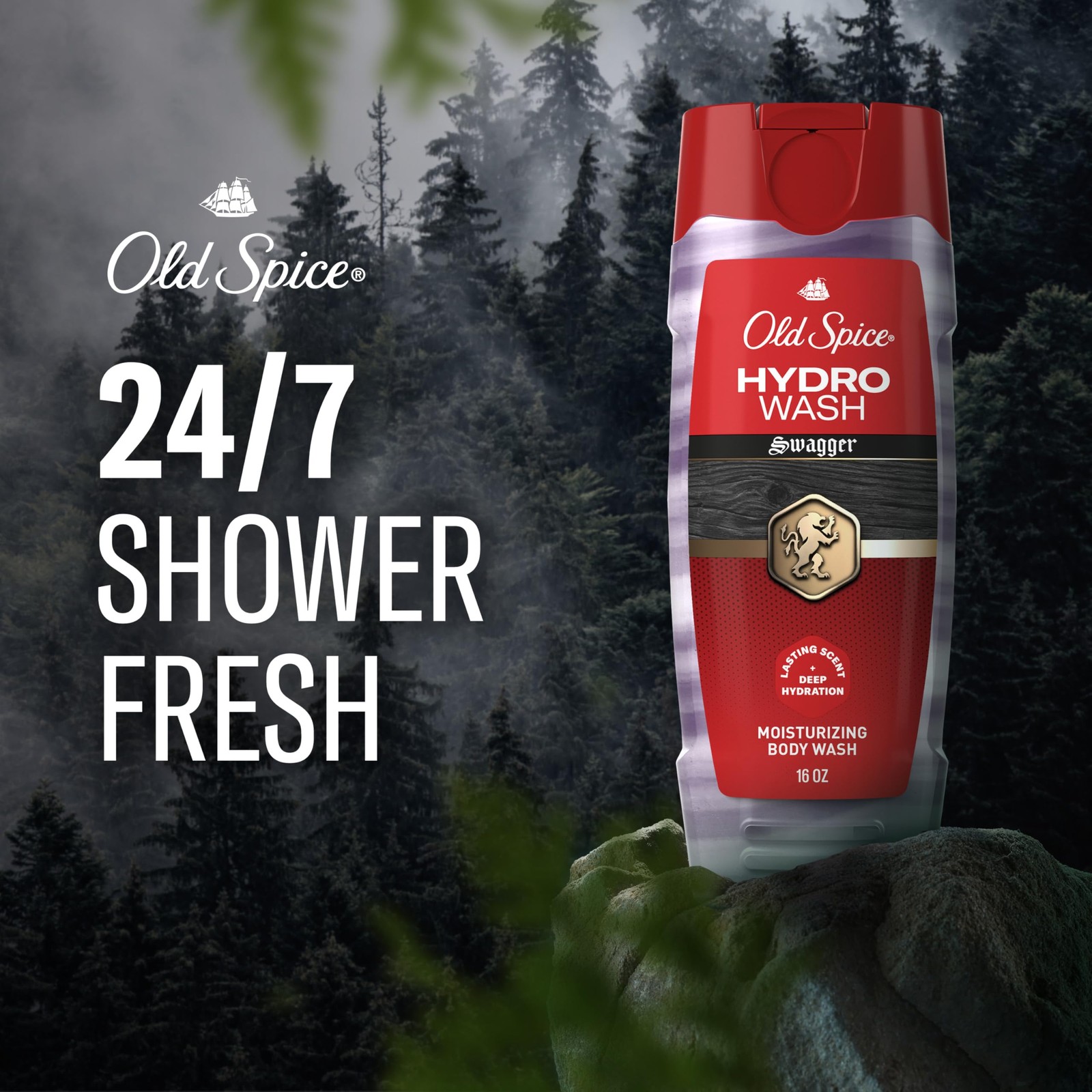 Old Spice Moisturizing Body Wash for Men, Hydro 16 Fl Oz (Pack of 1), RED