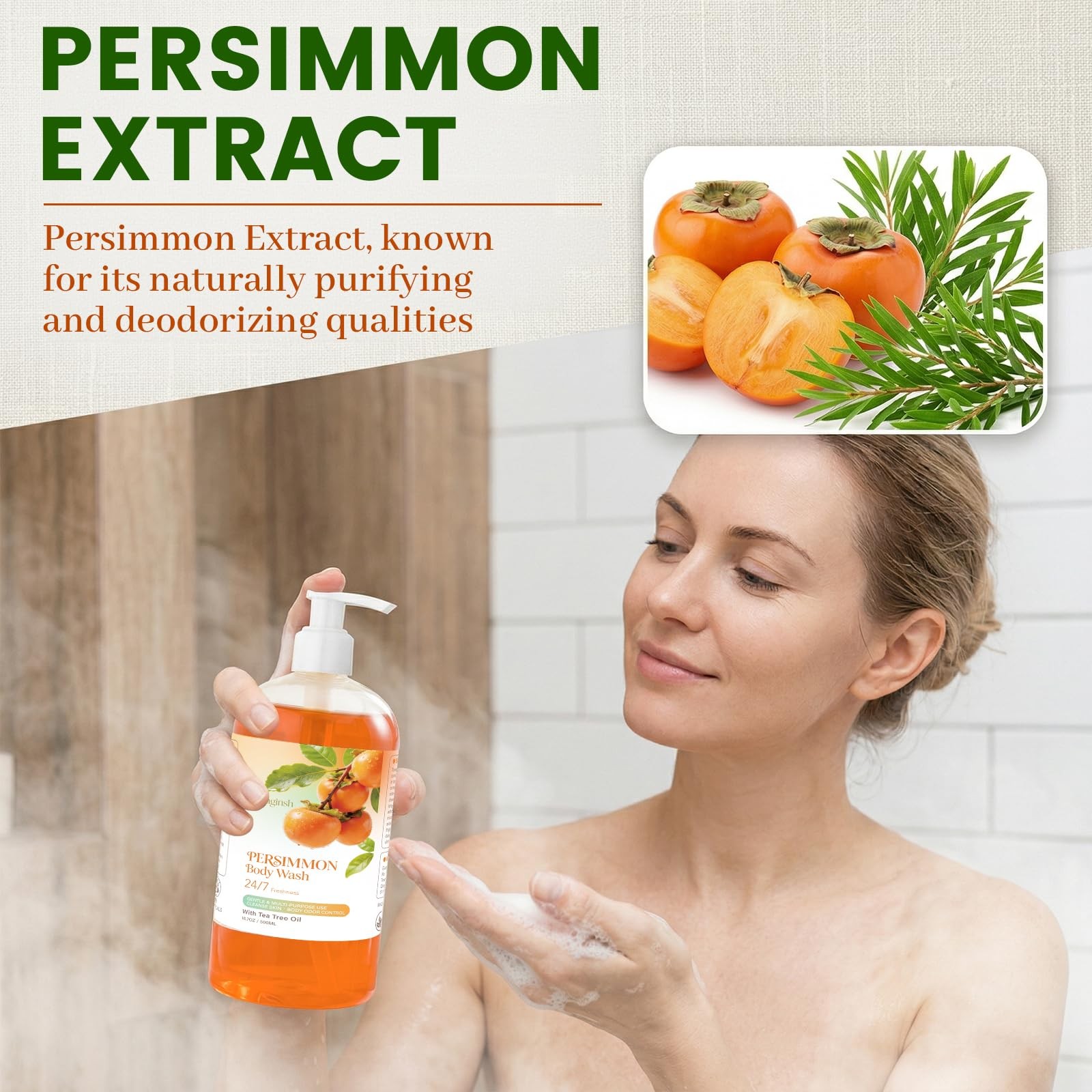 tovaginsh 16.7 Fl Oz Persimmon Body Wash for (Pack of 1), orange