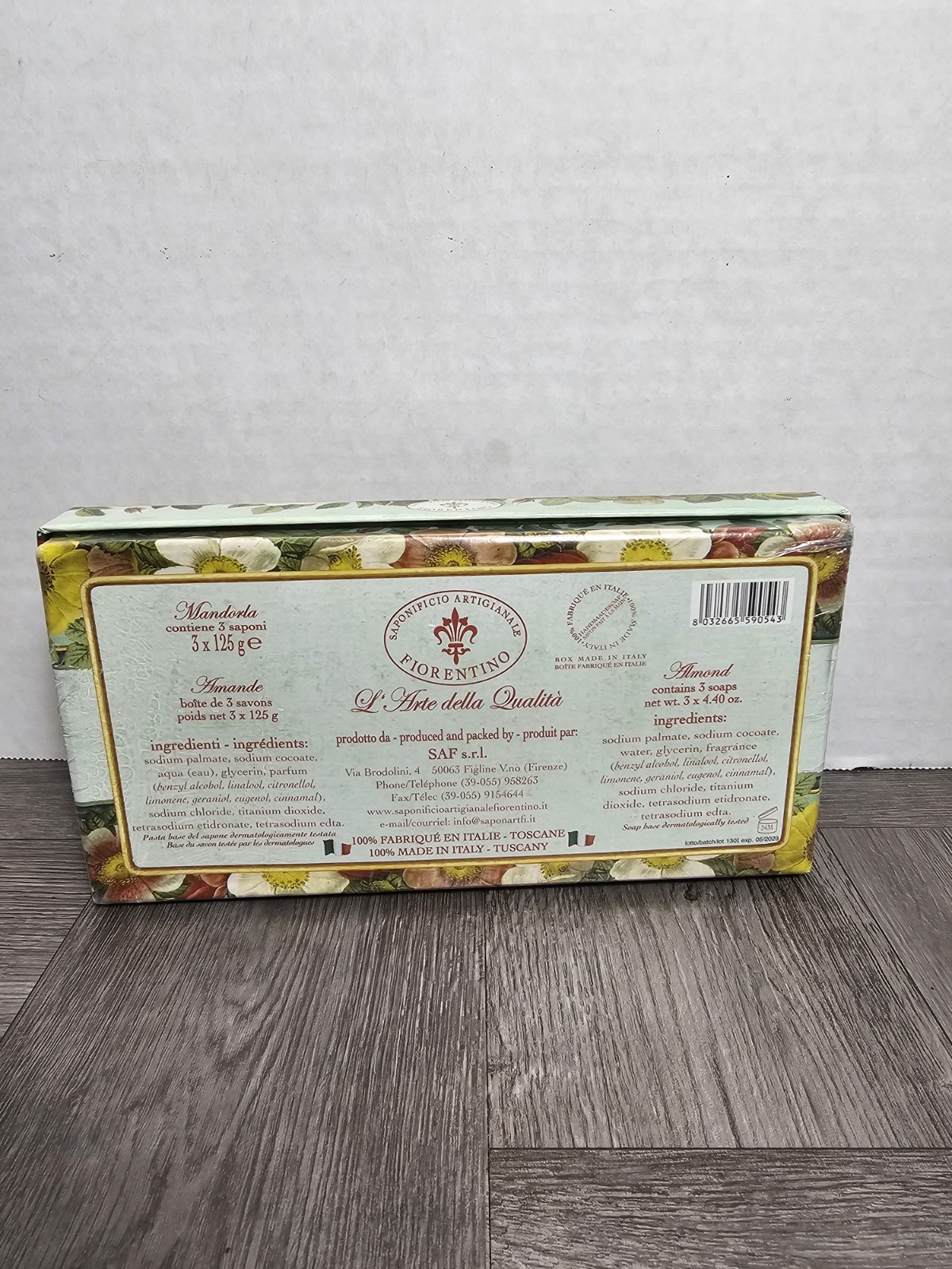 Saponificio Artigianale Scented 3 Soaps x 125g Each Italy Sealed Box Almond