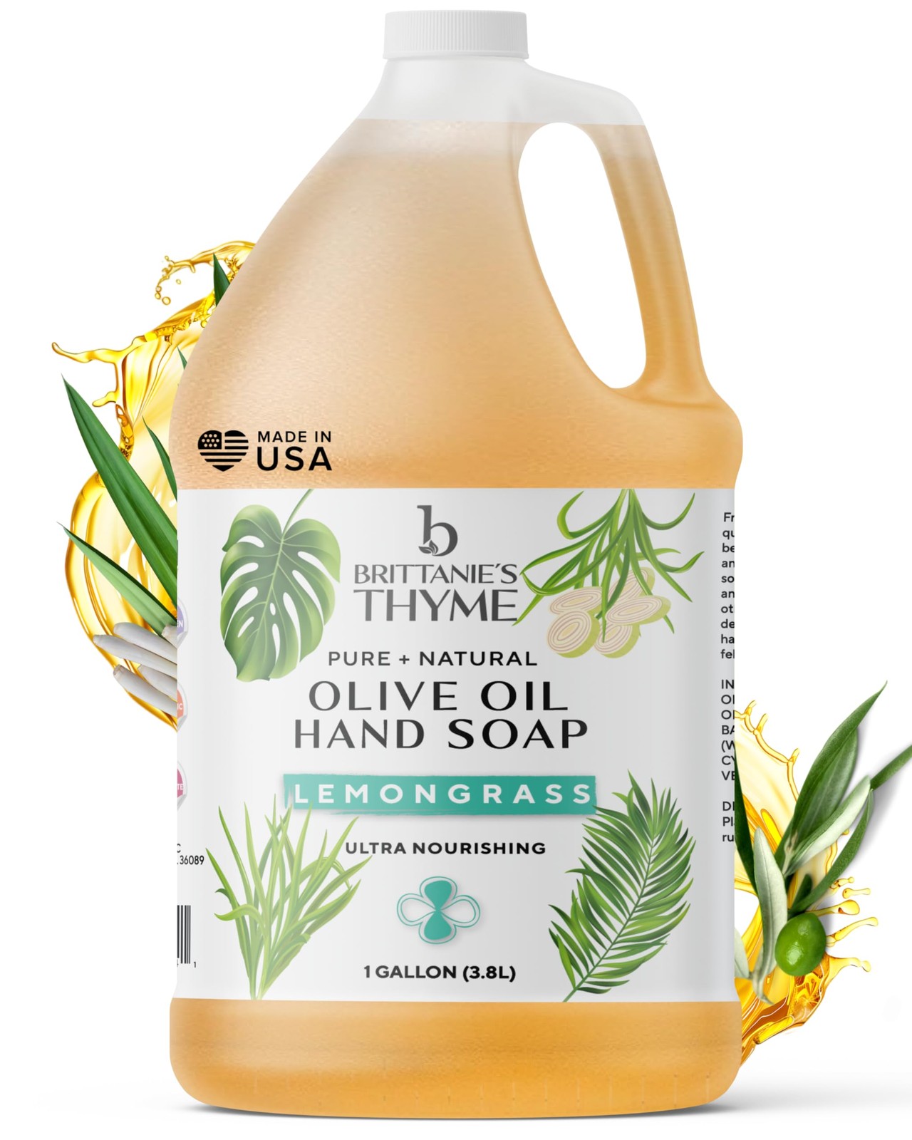 Brittanie’s Pure Castile Soap – Lemongrass, 1 Gallon 128 Fl Oz (Pack of 1)