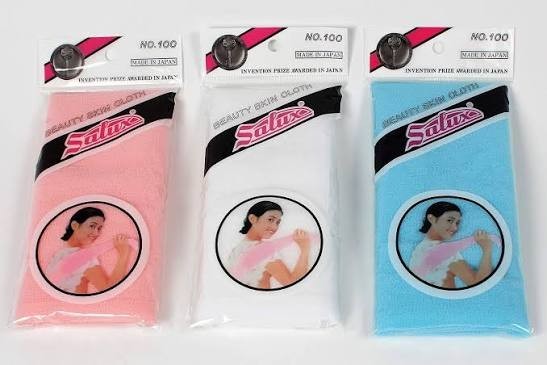 Salux Nylon Japanese Beauty Skin Bath Wash Cloth/towel (2) Blue AND PINK