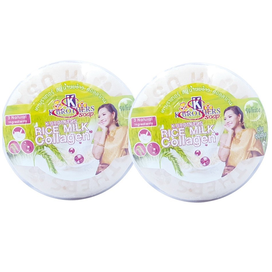2xRice Milk Collagen Soap Face Body Acne Herbal Skin K. Brothers Natural 160g