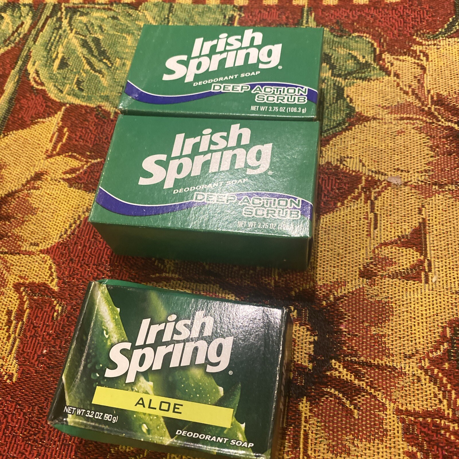 Vintage Irish Spring 1-3.2 oz. ALOE & 2-Deodorant Bar Deep Action Scrub 3.7 oz.